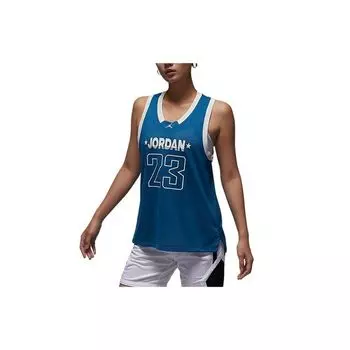 Jordan Loose Breathable Comfortable Tank Top Women tops Industrial-Blue Sail-White FN6688457 M