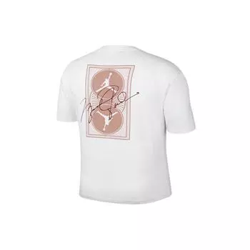 Jordan Minimalist Back Logo Print Повседневная футболка с круглым вырезом Мужские топы Белый Розовый DZ4055-101 M