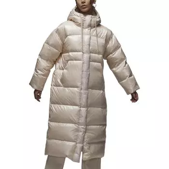Jordan Minimalist однотонный водонепроницаемый модный пуховик с капюшоном и длинными рукавами женская верхняя одежда светло-коричневый FV7144-203 L
