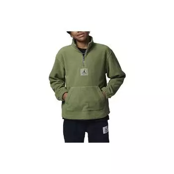 Jordan MJ Essentials однотонный флисовый повседневный свитшот с воротником-стойкой и полумолнией, детские топы, зеленый FZ1806-365 M