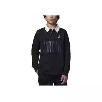 Jordan MJ Essentials Statement Удобная Простая Универсальная Рубашка Поло С Длинным Рукавом Детские Топы Черный HQ7198-010 XL