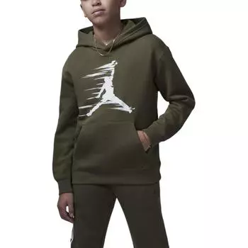 Jordan MJ Flight MVP Удобный пуловер с капюшоном Флисовая толстовка Детские толстовки Оливково-зеленый HQ7074-222 XS