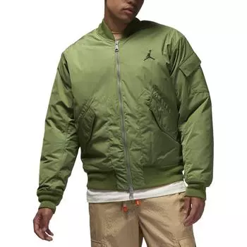 Jordan Мужская бейсбольная куртка Essentials Solid Logo Casual, верхняя одежда зеленого цвета FB7316-340 M