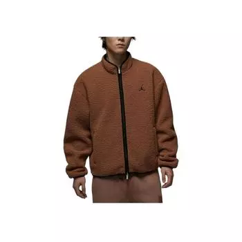 Jordan Мужская куртка Flight Faux Shearling с воротником-стойкой, свободная, темно-коричневая FV7449-223 M