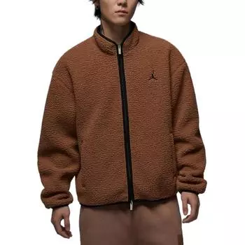 Jordan Мужская куртка Flight Faux Shearling с воротником-стойкой, свободная, темно-коричневая FV7449-223 XL