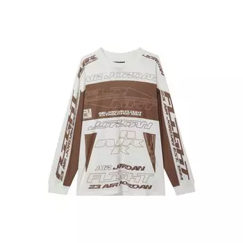 Jordan MVP Printed Casual Sports Crew Neck Pullover Long Sleeve T Shirt Men Tops Sail Dark-Brown FV7240-133 M