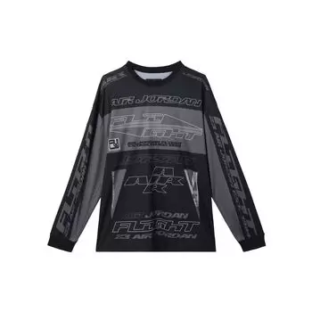 Jordan MVP Printed Casual Sports Pullover с круглым вырезом и длинным рукавом Футболка мужская, топы, черный, минеральный, сланцево-синий FV7240-010 S