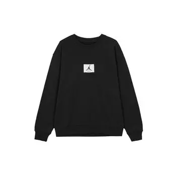 Jordan Logo Patch Crew Neck Loose Pullover Sweatshirt Men Sweatshirt Black FB6935-010 S