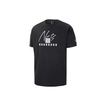 Jordan NBA Brooklyn Nets Alphabet с круглым вырезом, повседневная свободная футболка с короткими рукавами, мужские топы, черные FN1053-010 S