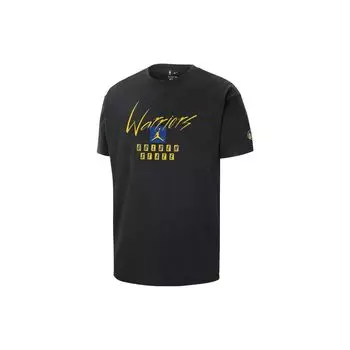 Jordan NBA Golden State Warriors Алфавитный логотип с круглым вырезом Повседневная свободная футболка с короткими рукавами Мужские топы черные FN1065-010 S