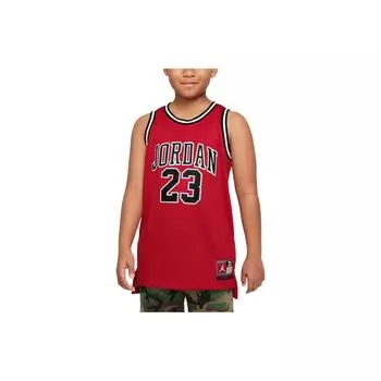Jordan NBA Kids баскетбольная майка с дышащим сетчатым принтом и буквенным узором, детская майка красного цвета DO1968-687 S