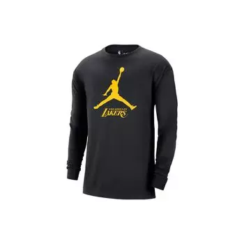 Jordan NBA Los Angeles Lakers Большой логотип с принтом Повседневная футболка с длинным рукавом Мужские топы Черный FN1269-010 L