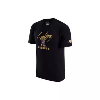 Jordan NBA Los Angeles Lakers с буквенным принтом и круглым вырезом, повседневная свободная футболка с короткими рукавами, мужские топы, черные FN1070-010 M