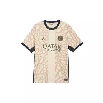 Jordan Paris Saint-Germain 2023/24 Stadium Fourth Allover с круглым вырезом и принтом, повседневная футболка с короткими рукавами, мужские топы цвета хаки FD6504-201 M