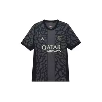 Jordan Paris Saint-Germain Collaboration SS24 Быстросохнущая футбольная рубашка прямого кроя с короткими рукавами Мужские топы Темно-серые DX9823-069 L