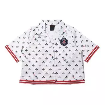 Jordan Paris Saint-Germain Повседневная дышащая свободная рубашка поло с принтом Женские рубашки Белого цвета DC0452-100 XL