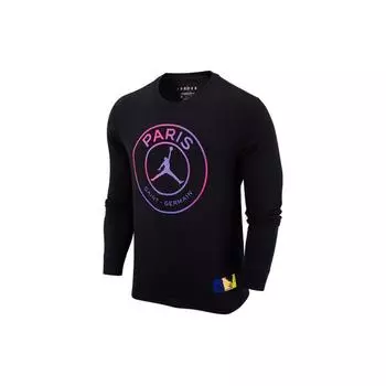 Jordan Paris Saint-Germain Повседневная спортивная футболка с круглым вырезом и длинным рукавом Мужские топы Черный CZ0794-010 M