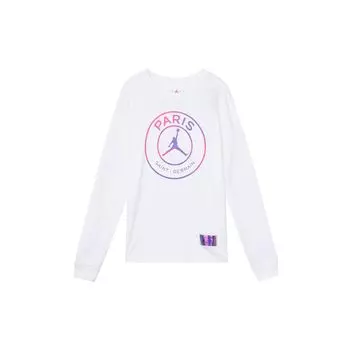 Jordan Paris Saint-Germain Повседневная спортивная футболка с круглым вырезом и длинным рукавом Мужские топы Белые CZ0794-100 XS