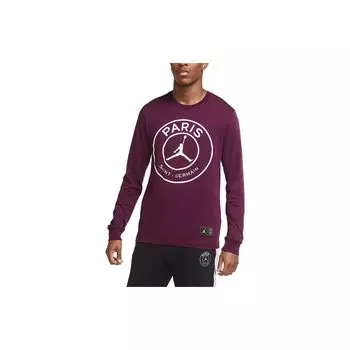 Jordan Paris Saint-Germain с круглым вырезом, однотонная футболка с длинным рукавом и буквенным принтом, мужские топы, бордовый CK9782-610 S