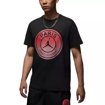 Jordan Paris Saint Germain Удобная модная футболка с круглым вырезом и коротким рукавом для мужчин, черная FV7729045 L