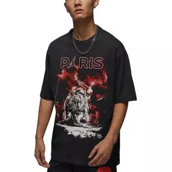 Jordan Paris Saint-Germain Удобная модная мягкая футболка с круглым вырезом и коротким рукавом для мужчин, цвет серый, черный, белый FV7735045 S
