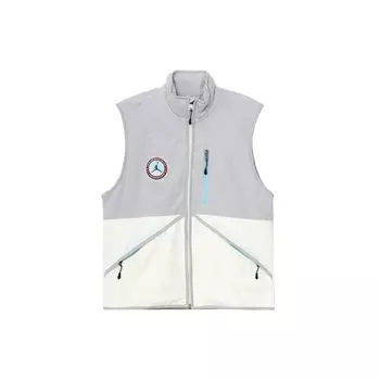 Jordan Patchwork Design Логотип бренда Нашивка-стойка с воротником Жилет Мужские топы Светло-голубой FB1907-133 M