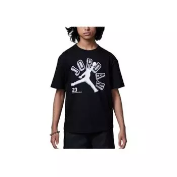 Jordan Повседневная футболка с круглым вырезом Varsity Jumpman, детские топы, черный, белый цвет, FV2530-011 S
