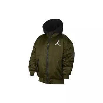 Jordan Повседневная куртка с капюшоном Colorblock, детская верхняя одежда, парусиновый цвет, оливково-зеленый FV2632-398 S