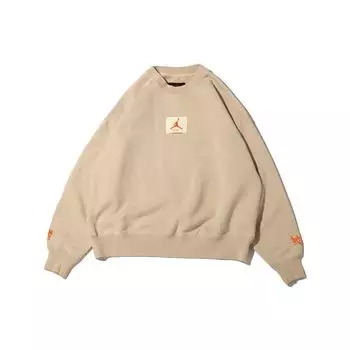 Jordan Pure Color Logo Print Back Графический свитшот с круглым вырезом Женские топы цвета хаки DV7014-206 S