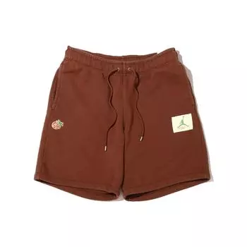 Jordan Pure Color Logo Print Drawstring Straight Shorts Men Bottoms Brown DV7036-262