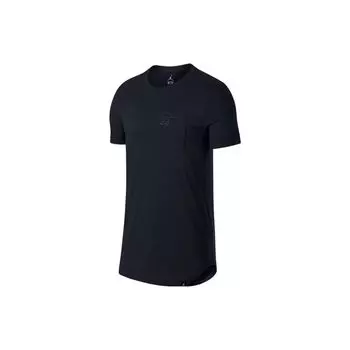 Jordan Pure Color Повседневная спортивная футболка с круглым вырезом и коротким рукавом Мужские топы Черный 911322-010 XL