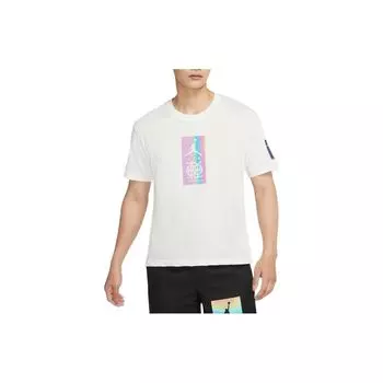 Jordan Pure Color с круглым вырезом и логотипом со светоотражающим принтом и короткими рукавами, мужские топы, белый DV6279-133 M