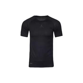 Jordan Quick-Dry Solid Color Logo Повседневная футболка с коротким рукавом Мужские топы Черные 866591-010