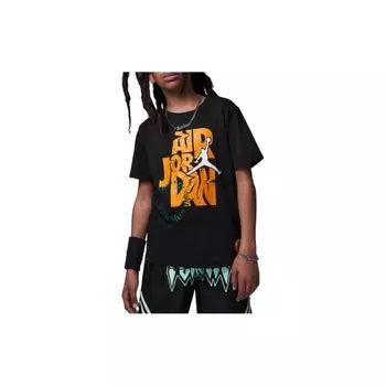 Jordan Round Neck Letter Print Casual Short Sleeve T-Shirt Kids Tops Black HJ2206-010 XS