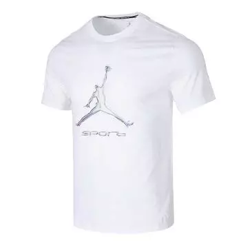Jordan Серия Sports Lifestyle Пуловер Дышащая Беговая Быстросохнущая Футболка с Коротким Рукавом Мужские Топы Белый HQ7985-100 M