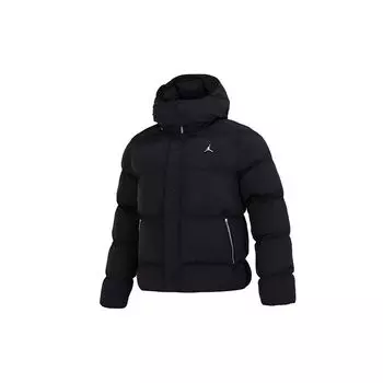 Jordan Solid Color Logo Patch Спортивная повседневная теплая хлопковая куртка с капюшоном Мужские куртки черного цвета DQ8105-010 S