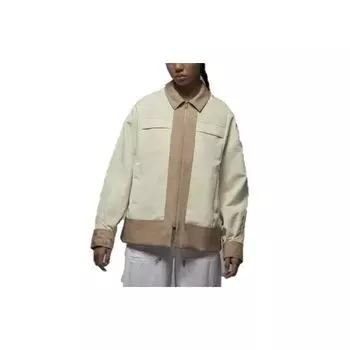 Jordan Solid Color Zip Pocket Polo Jacket Long Sleeve Women jackets Coconut Dessert DX0505-113 S