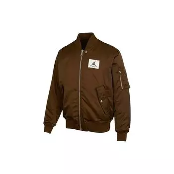 Jordan Solid Logo Patch Двусторонняя хлопковая куртка с бейсбольным воротником Мужская верхняя одежда Коричневый DQ7345-385 S