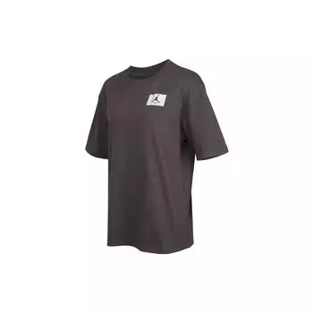 Jordan Solid Logo Повседневная круглая горловина Удобная дышащая свободная футболка с коротким рукавом и заниженной линией плеча Женские топы Коричневый DD7058-082 M