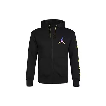 Jordan Solid с логотипом и принтом, спортивная повседневная куртка с капюшоном на флисовой подкладке, мужская верхняя одежда, черный CU9123-010 M