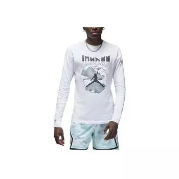 Jordan Sport Logo Letter Print Long Sleeve T-Shirt Men Tops White FD7004-100 XL