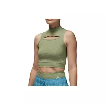 Jordan Sport Solid Quick-Dry Short Sports Tank Top Women Tops Green DZ3235-386 XL