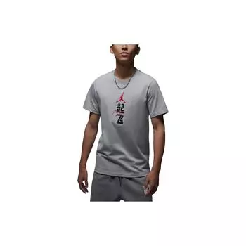 Jordan Спортивная футболка с коротким рукавом с логотипом. Мужские топы Светло-дымчато-серый FN3714-077 XS