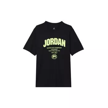 Jordan Спортивная футболка с принтом логотипа Dri-FIT, быстросохнущая, удобная, с коротким рукавом, мужская, черная FZ1926010 M