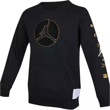 Jordan Спортивная толстовка с круглым вырезом и логотипом для отдыха Детская толстовка черного цвета JD2142032GS-001 L