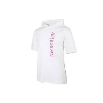 Jordan Sporty Дышащая повседневная футболка с капюшоном и короткими рукавами Мужские топы Белые CZ5056-101 XXL