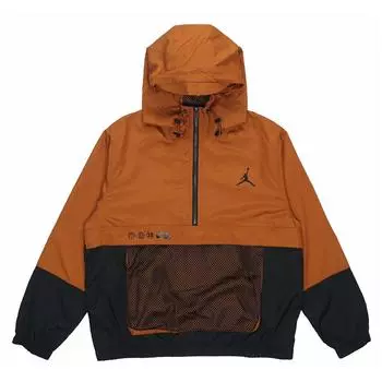 Jordan SS22 Дышащая вязаная куртка с капюшоном с половиной молнией Мужская верхняя одежда Коричневый DJ0247-241 XS