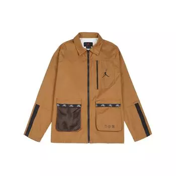 Jordan SS22 Комбинезон Спортивная куртка с отложным воротником Мужская верхняя одежда Коричневый Желтый DJ0243-241 S