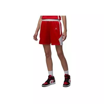 Jordan SS24 Dri-Fit Color Block Logo Print Lace-Up Quick-Dry Casual Sports Basketball Shorts Women shorts Red White HF1072-658 XS