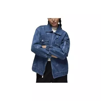 Jordan SS24 Flight Series Renegade Повседневная джинсовая куртка с отложным воротником и полным принтом на молнии Женская куртка каменно-синего цвета FN5354-453 M